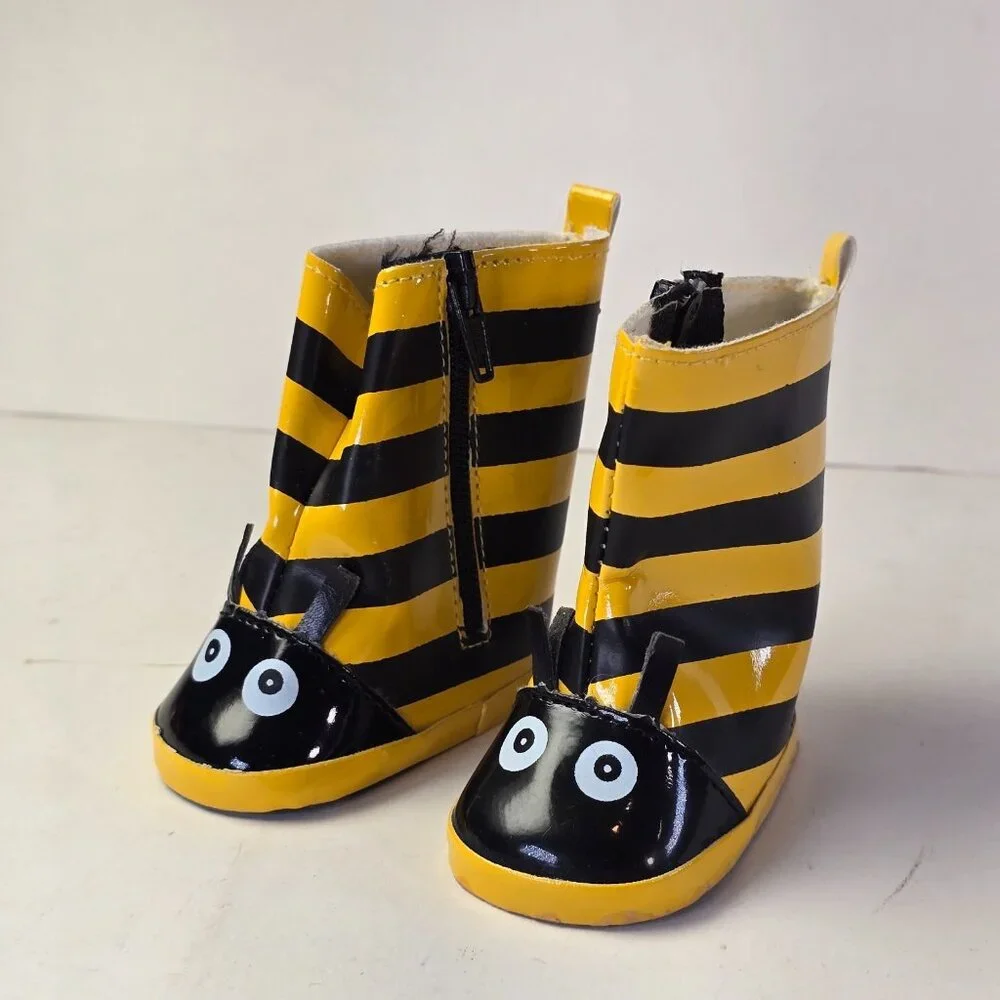 Baby Doll Shoes Boots Bumble Bee Black Yellow Stripes Fits 18